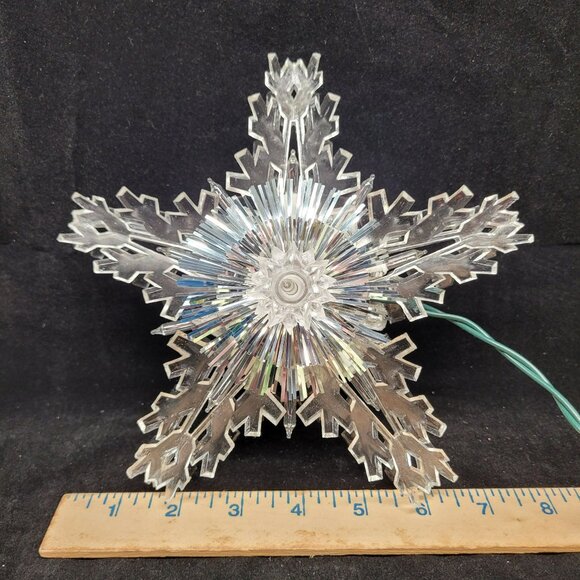 Christmas Tree Snowflake‎ Tree Top Trim A Home Lighted Clear Vtg - Picture 2 of 11